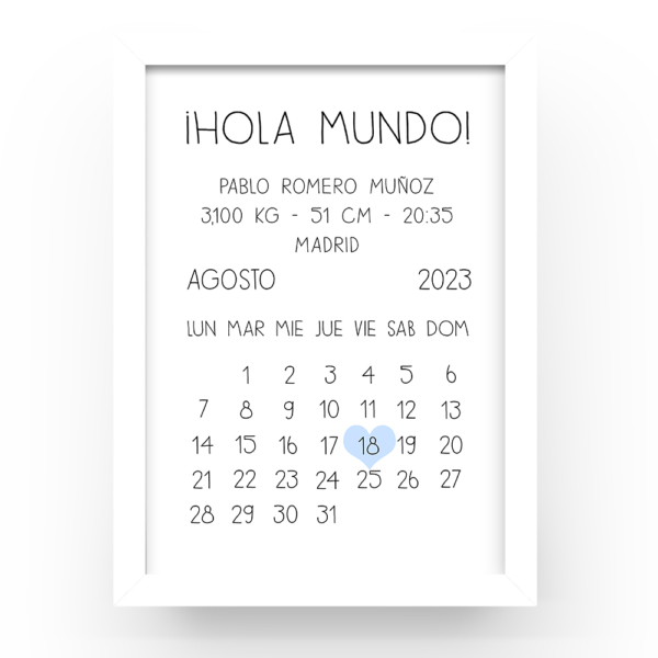 Cuadro personalizado natalicio Calendario - Imagen 2