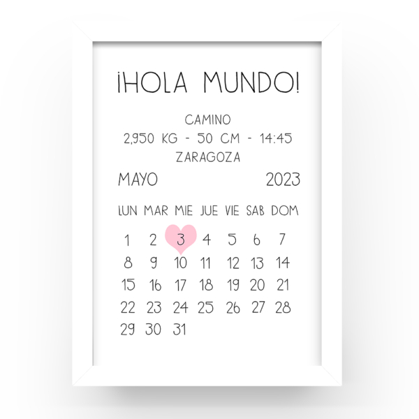 Cuadro personalizado natalicio Calendario