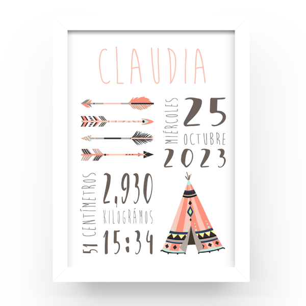 Cuadro personalizado natalicio Tipi flechas - Imagen 2