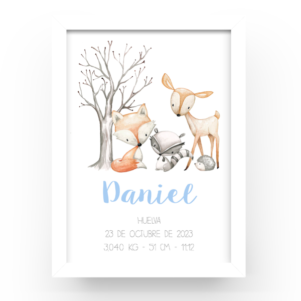 Cuadro personalizado natalicio animalitos árbol - Imagen 2