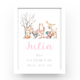 Cuadro personalizado natalicio animalitos árbol