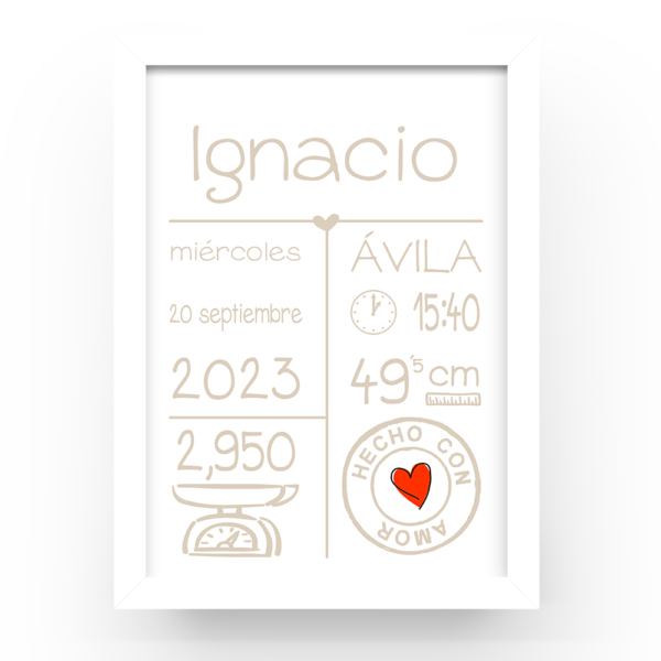 Cuadro personalizado natalicio Sello amor - Imagen 2