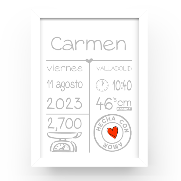 Cuadro personalizado natalicio Sello amor - Imagen 3