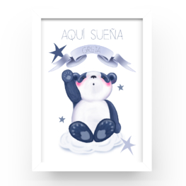 Cuadro personalizado Aquí sueña panda