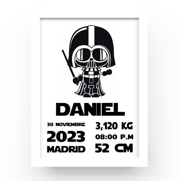 Cuadro personalizado natalicio Darth Vader