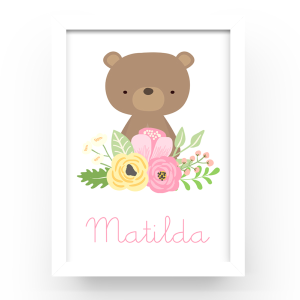 Cuadro personalizado Oso flores