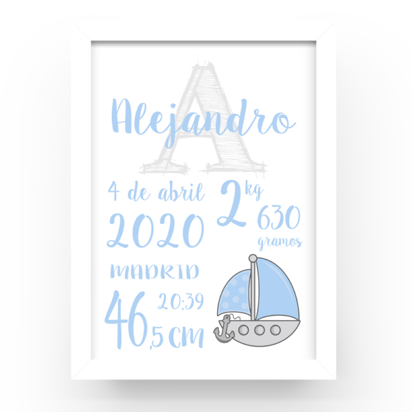 Cuadro personalizado natalicio Barquito - Imagen 2