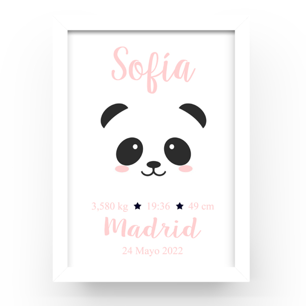 Cuadro personalizado natalicio Carita panda