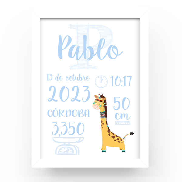 Cuadro personalizado natalicio Jirafa tribal - Imagen 2