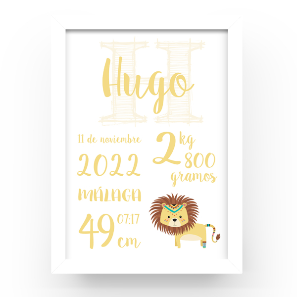 Cuadro personalizado natalicio León tribal