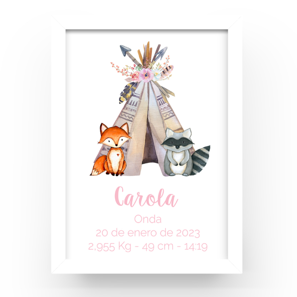 Cuadro personalizado natalicio Tipi mapache - Imagen 2