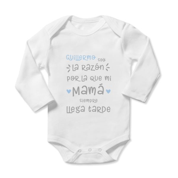 Body bebé personalizado Llega tarde - Imagen 2