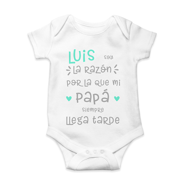Body bebé personalizado Llega tarde - Imagen 5