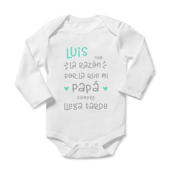 Body bebé personalizado Llega tarde - Imagen 6