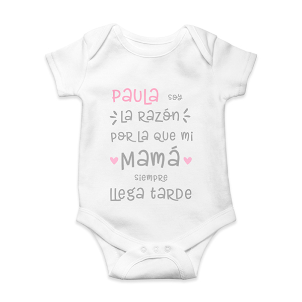Body bebé personalizado Llega tarde - Imagen 3