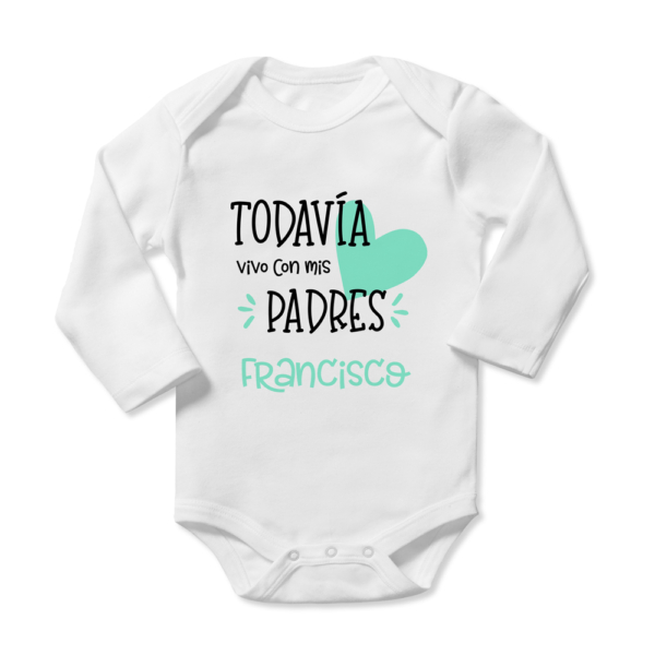 Body bebé personalizado Vivo con mis padres - Imagen 6