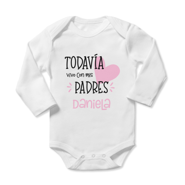 Body bebé personalizado Vivo con mis padres - Imagen 4