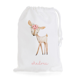 BOLSA DE MERIENDA PERSONALIZADA CIERVO FLORES