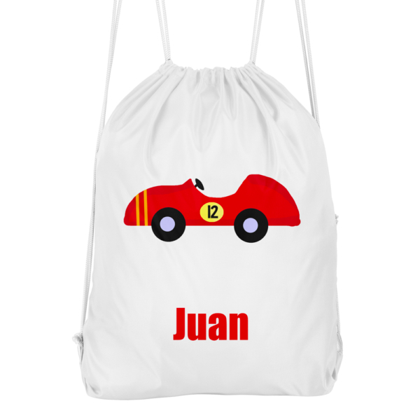 Mochila cuerdas personalizada Coche carreras - Imagen 2
