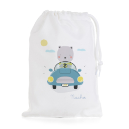 BOLSA DE MERIENDA PERSONALIZADA OSITO COCHE