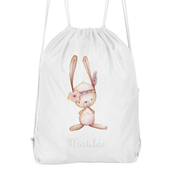 Mochila cuerdas personalizada Conejita pluma - Imagen 3