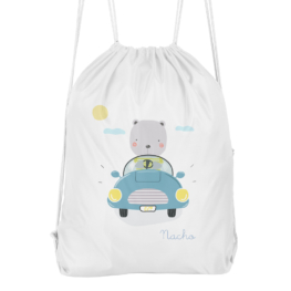 Mochila cuerdas personalizada Osito coche