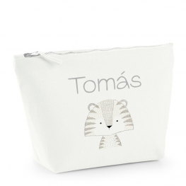 Neceser algodón personalizado Tigre rayitas