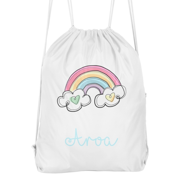 MOCHILA CUERDAS PERSONALIZADA ARCOÍRIS CORAZONES - Imagen 6