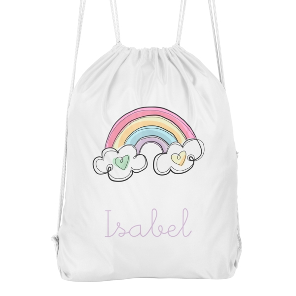 MOCHILA CUERDAS PERSONALIZADA ARCOÍRIS CORAZONES - Imagen 5