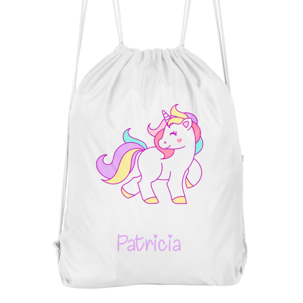 Mochila cuerdas personalizada Unicornio corazón - Imagen 3