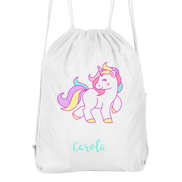Mochila cuerdas personalizada Unicornio corazón - Imagen 2