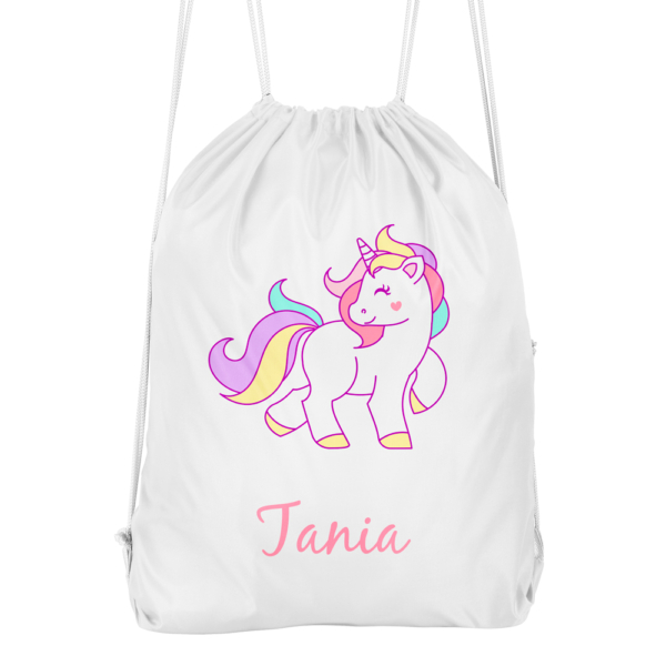 Mochila cuerdas personalizada Unicornio corazón