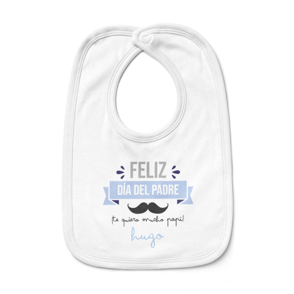 Babero bebé personalizado Feliz día del Padre bigote - Imagen 2