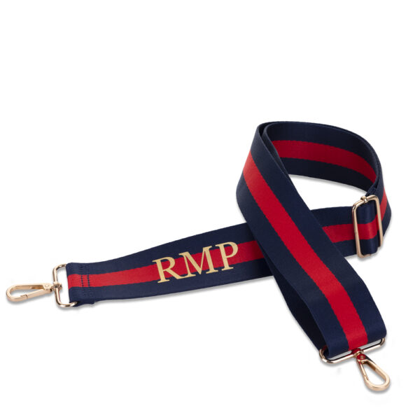 CINTA PARA BOLSO O MÓVIL PERSONALIZADA RAYAS AZUL MARINO ROJO