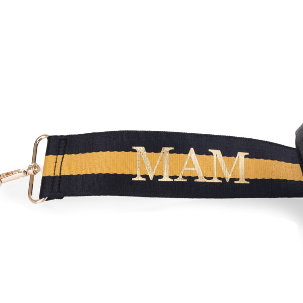CINTA PARA BOLSO O MÓVIL PERSONALIZADA RAYAS NEGRO MOSTAZA - Imagen 2