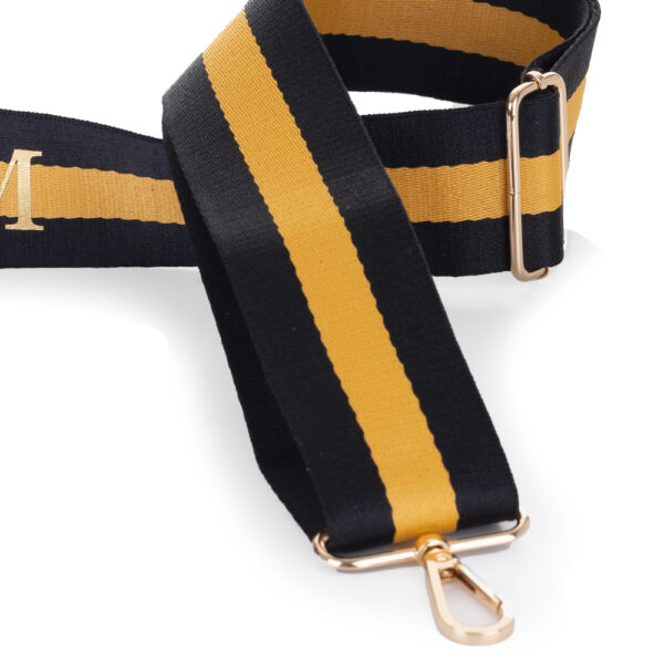 CINTA PARA BOLSO O MÓVIL PERSONALIZADA RAYAS NEGRO MOSTAZA - Imagen 3