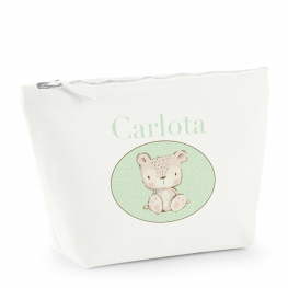 Neceser algodón personalizado Osito topitos mint