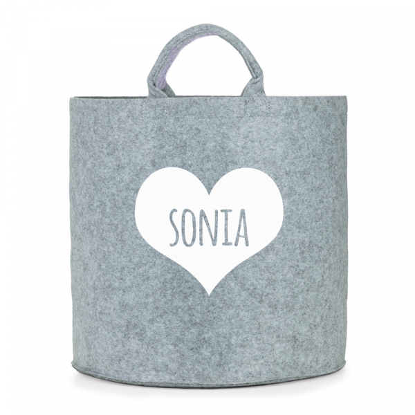 Cesto fieltro personalizado Corazón nombre dentro