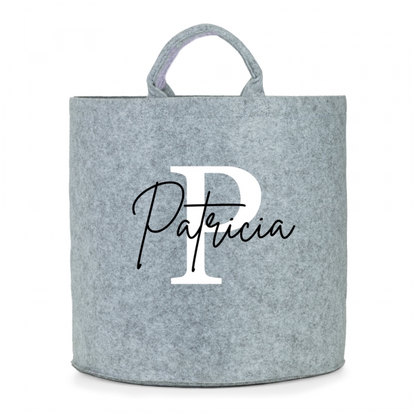 CESTO FIELTRO PERSONALIZADO INICIAL NOMBRE ENCIMA