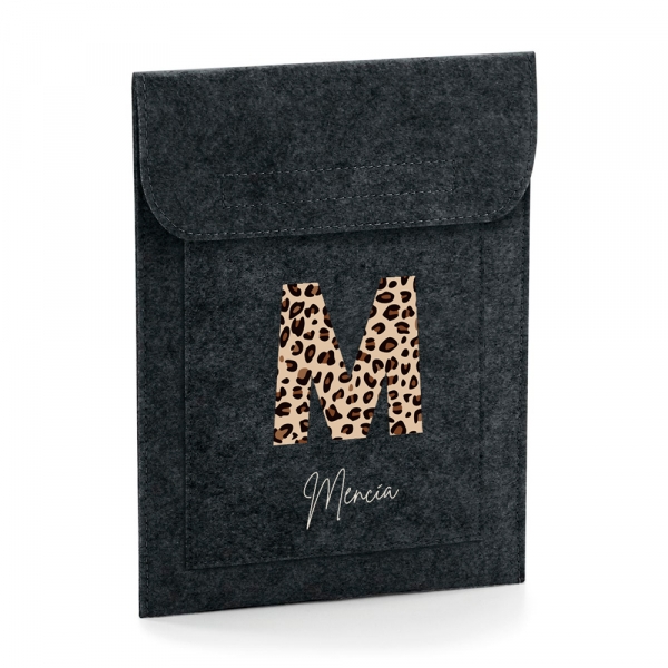 FUNDA TABLET PERSONALIZADA FIELTRO INICIAL LEOPARDO