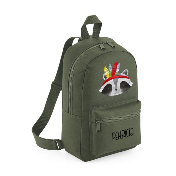 MOCHILA MINI PERSONALIZADA MAPACHE PLUMAS