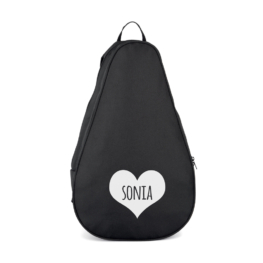 FUNDA MOCHILA PALA PÁDEL PERSONALIZADA CORAZÓN NOMBRE DENTRO