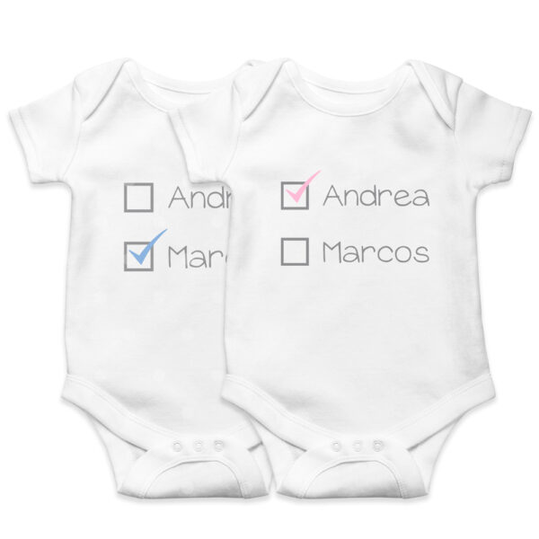 2 BODYS BEBÉ PERSONALIZADOS TICK GEMELOS
