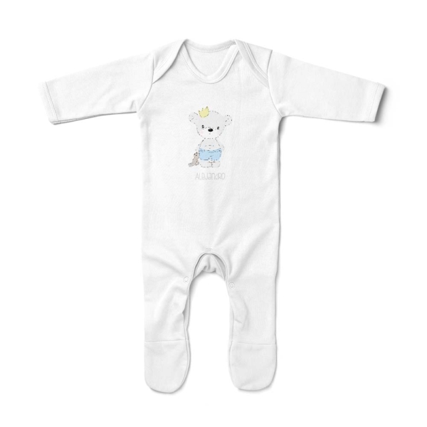 Pijama bebé personalizado osito corona peluche