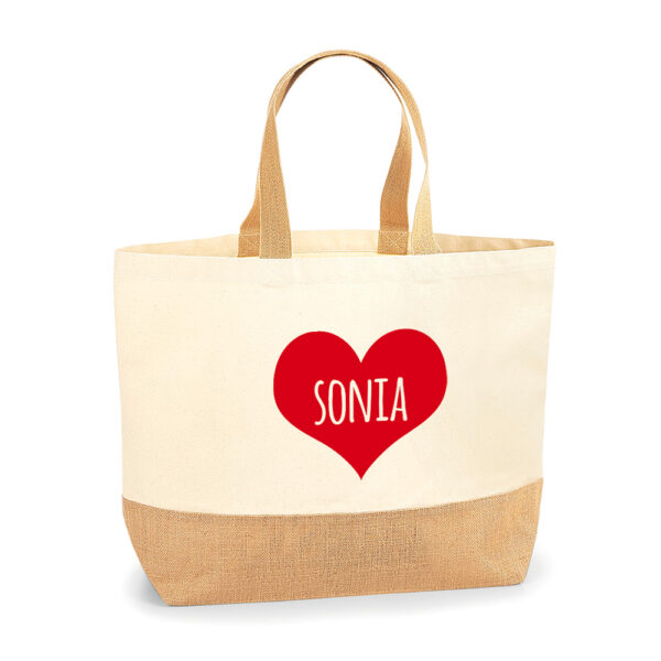 Bolsa personalizada Santorini Corazón nombre dentro