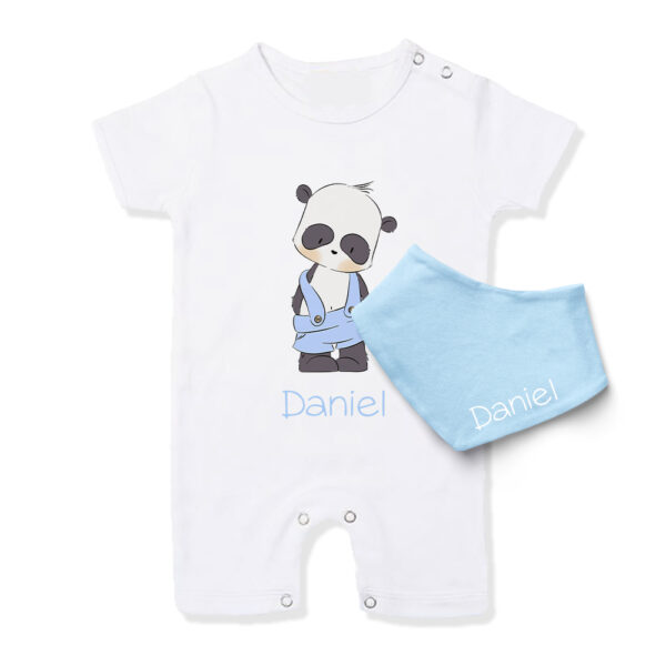 CONJUNTO BEBÉ PERSONALIZADO PIJAMA Y BABERO BANDANA - Imagen 4