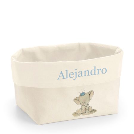 Cesto-algodon-personalizado-elefante-corona-azul