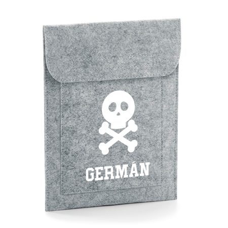 Funda-tablet-personalizada-fieltro-gris-inicial-calavera
